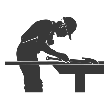 AI generated Silhouette carpenter in action black color only full body png