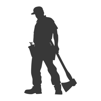AI generated Silhouette carpenter with ax black color only full body png
