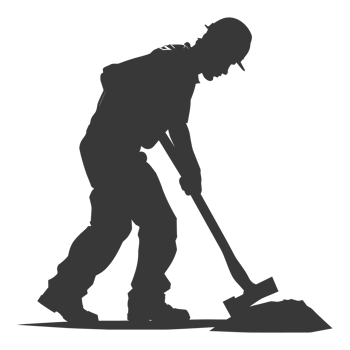 AI generated Silhouette carpenter with ax in action black color only full body png
