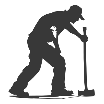 AI generated Silhouette carpenter with ax in action black color only full body png