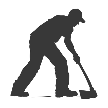 AI generated Silhouette carpenter with ax in action black color only full body png