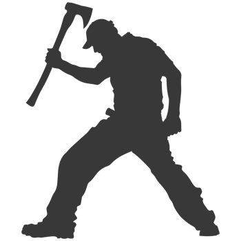 AI generated Silhouette carpenter with ax in action black color only full body png
