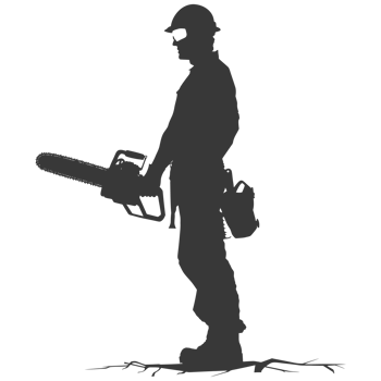AI generated Silhouette carpenter with chainsaw black color only full body png