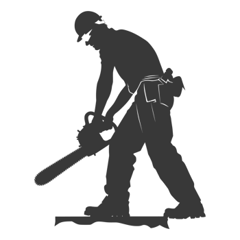 AI generated Silhouette carpenter with chainsaw in action black color only full body png