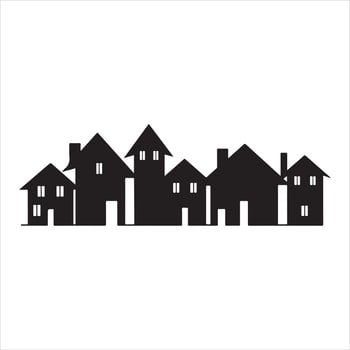 A black silhouette House set vector