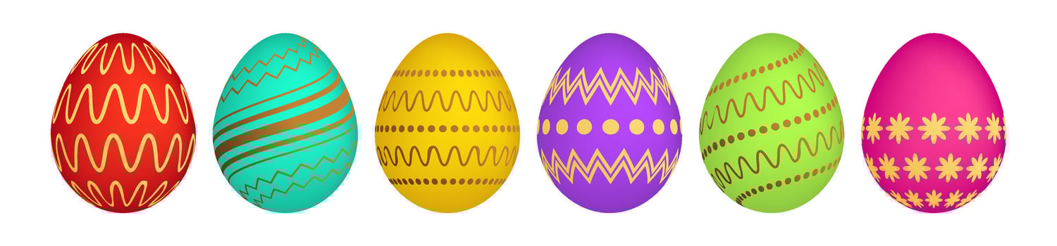 Set of six colorful Easter eggs vector
