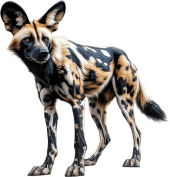 AI generated Colored-pencil sketch of an African Wild Dog. png