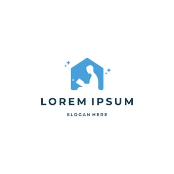 Logo concept reading a book inside the house vector