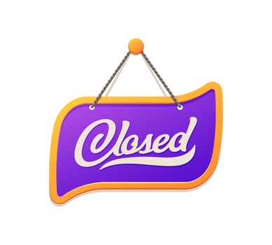 Closed sign for shop or store door signboard vector