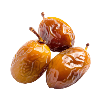 AI generated Golden dates in wooden bowl isolated on transparent background png