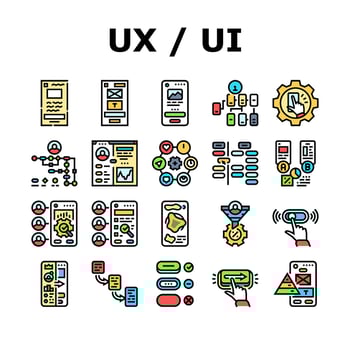 ui ux design agency user develop icons set vector