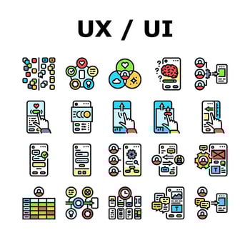 ui ux digital develop code app icons set vector