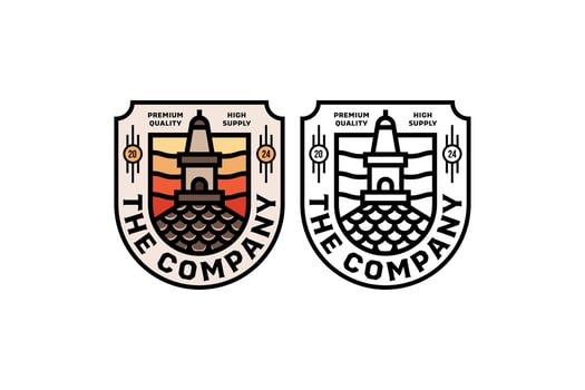 classic roof tower building badge emblem logo design for real estate mortgage company business vector