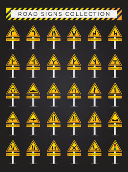 road or traffic signs collection vector