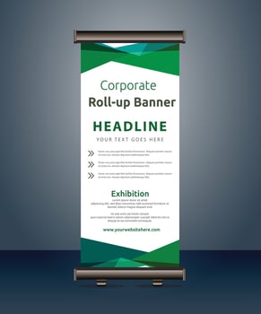 rollup banners template with business presentation design template vector
