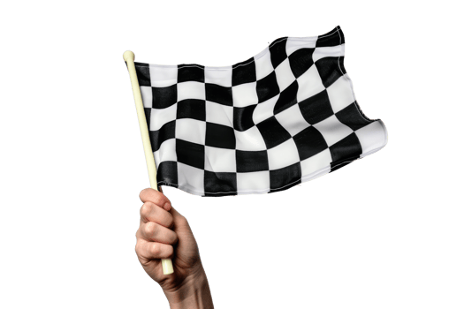 AI generated hand holding a checkered flag isolated on transparent background png