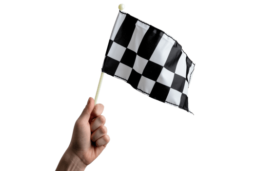 AI generated hand holding a checkered flag isolated on transparent background png