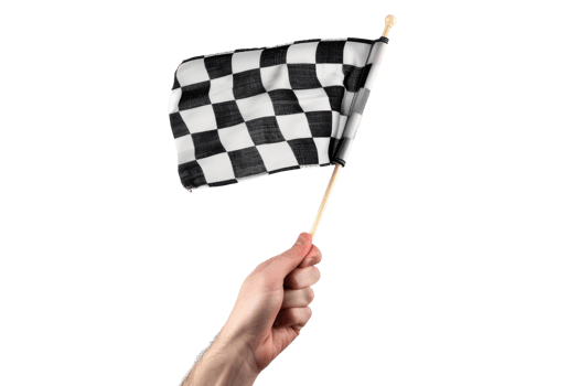 AI generated hand holding a checkered flag isolated on transparent background png