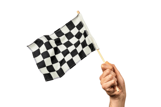 AI generated hand holding a checkered flag isolated on transparent background png