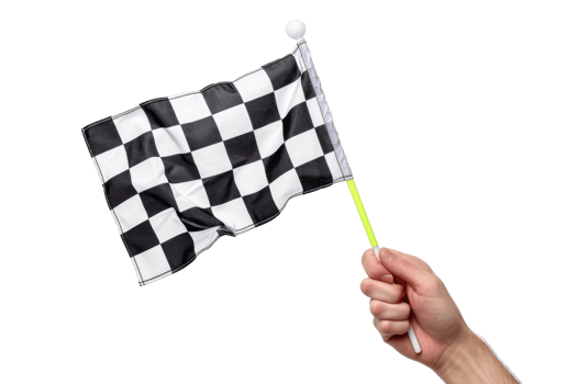 AI generated hand holding a checkered flag isolated on transparent background png