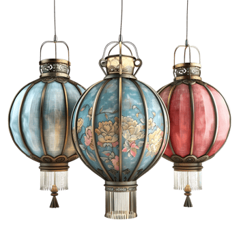 AI generated 3D Rendering of a Chinese Traditional Paper Lantern on Transparent Background - Ai Generated png