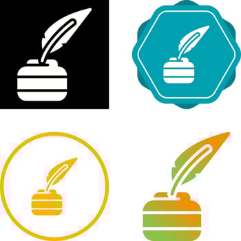 Quill pen with inkwell Vector Icon