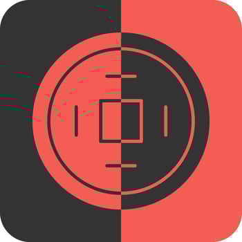 Gold Coin Red Inverse Icon vector