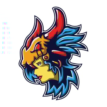 Woman head esport mascot logo design vector