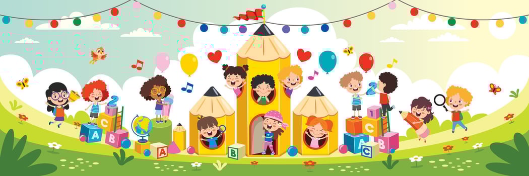 Funny Kids Playing At Nature vector