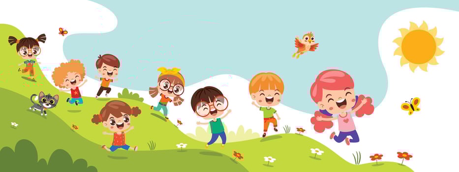 Funny Kids Playing At NatureFunny Kids Playing At Nature vector