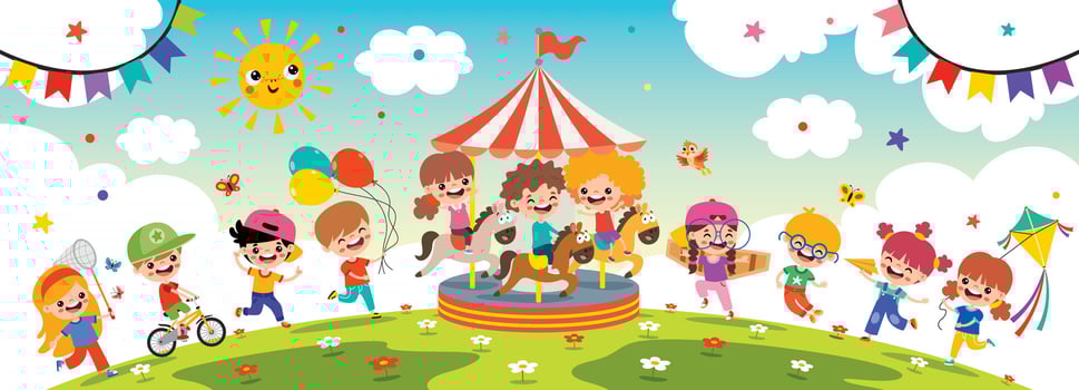 Funny Kids Playing At Nature vector