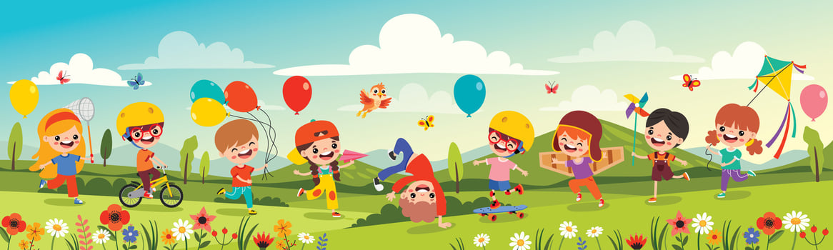 Funny Kids Playing At Nature vector