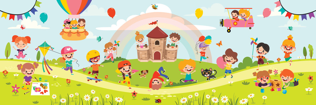 Funny Kids Playing At Nature vector