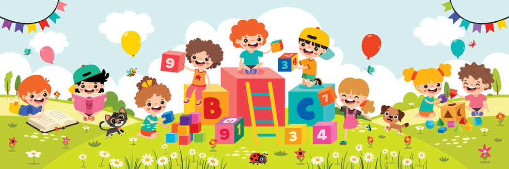 Funny Kids Playing At Nature vector
