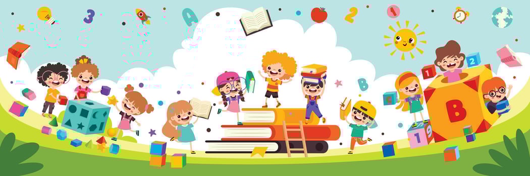 Funny Kids Playing At Nature vector