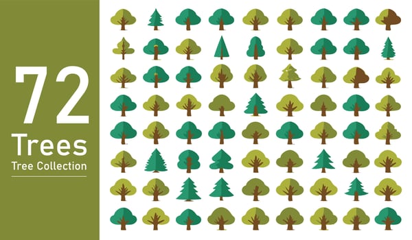 silhouette tree line drawing set, Side view, set of graphics trees elements outline symbol. silhouette tree line drawing set, Side view, icon set of graphics trees elements outline symbol. vector