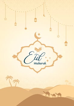 Islamic Eid Mubarak Greetings Vertical Poster Template vector