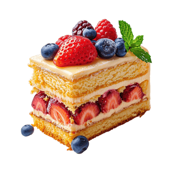 AI generated Delicious cake with berries isolated on transparent background png