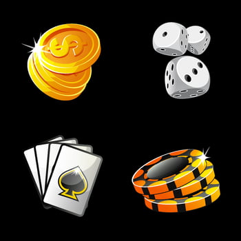 Set of golden and black icons for casino or slots. vector