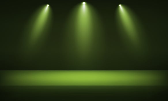 Empty Green studio room background. Abstract studio room platform design. Empty room with light effect. Use for product display presentation, cosmetic display mockup, showcase, media banner, etc. vector