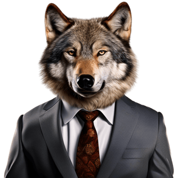 AI generated a wolf dressed in a suit and tie png