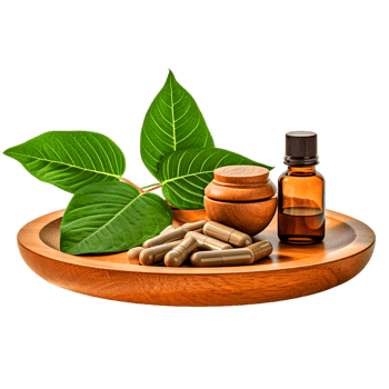 AI generated a wooden bowl filled with green leaves and oil png