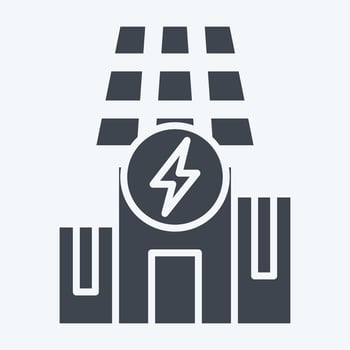 Icon Solar Powered Building. related to Solar Panel symbol. glyph style. simple design illustration. vector