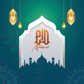 Eid Al Fitr Colorful Greeting card template vector