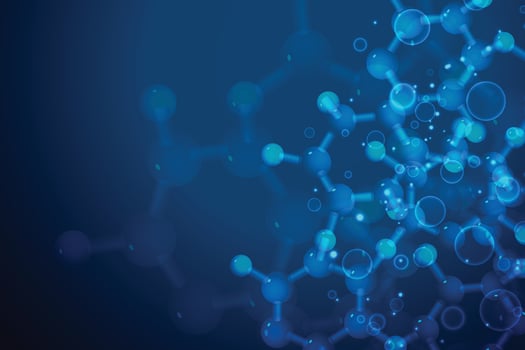 Background with abstract molecules or atoms. Science or medical molecular structure. vector