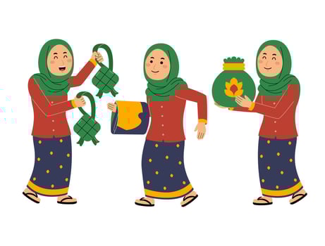 young woman ramadan activity vector illustration