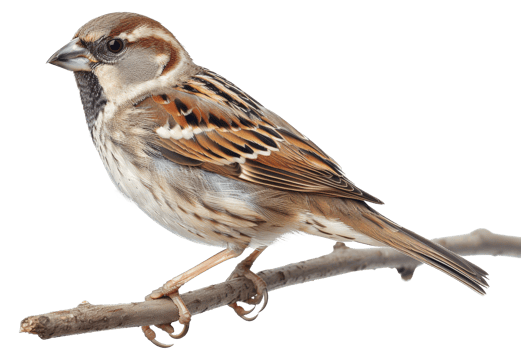 AI generated Sparrow perched on a branch on transparent background - stock png. png
