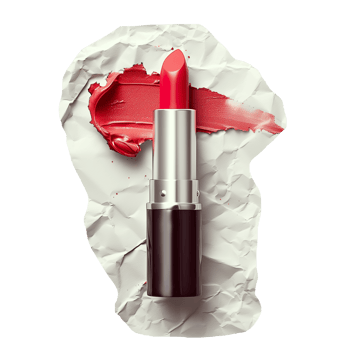 AI generated Red lipstick carved on crumpled paper png