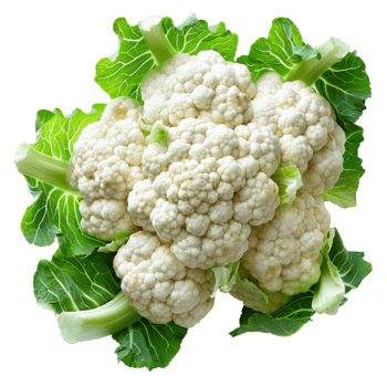 AI generated Fresh cauliflower with green leaves on transparent background - stock png. png
