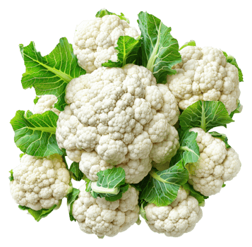 AI generated Fresh cauliflower with green leaves on transparent background - stock png. png